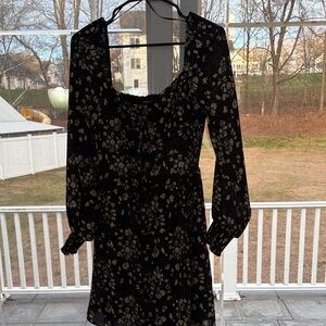Charlotte Russe Black Floral Long Sleeve Dress